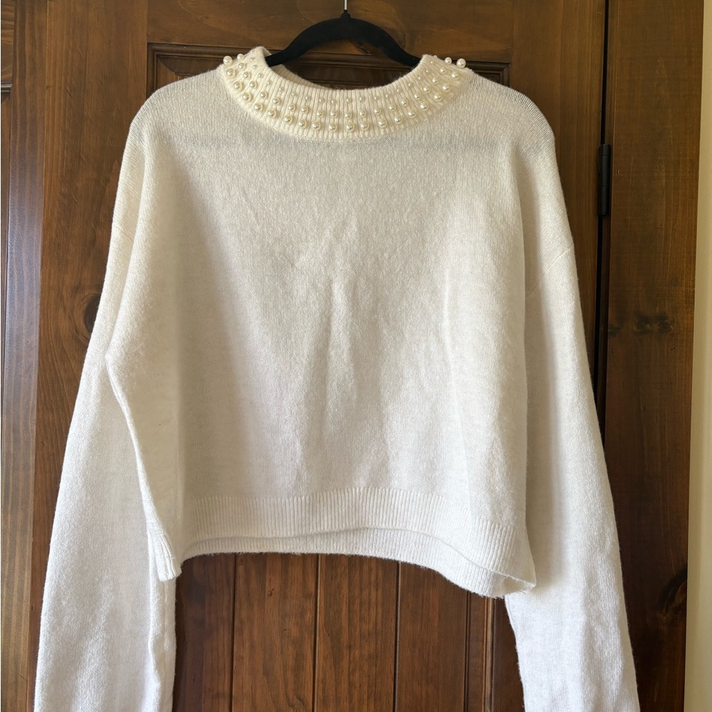 H&M Cream Sweater with Pearl Details